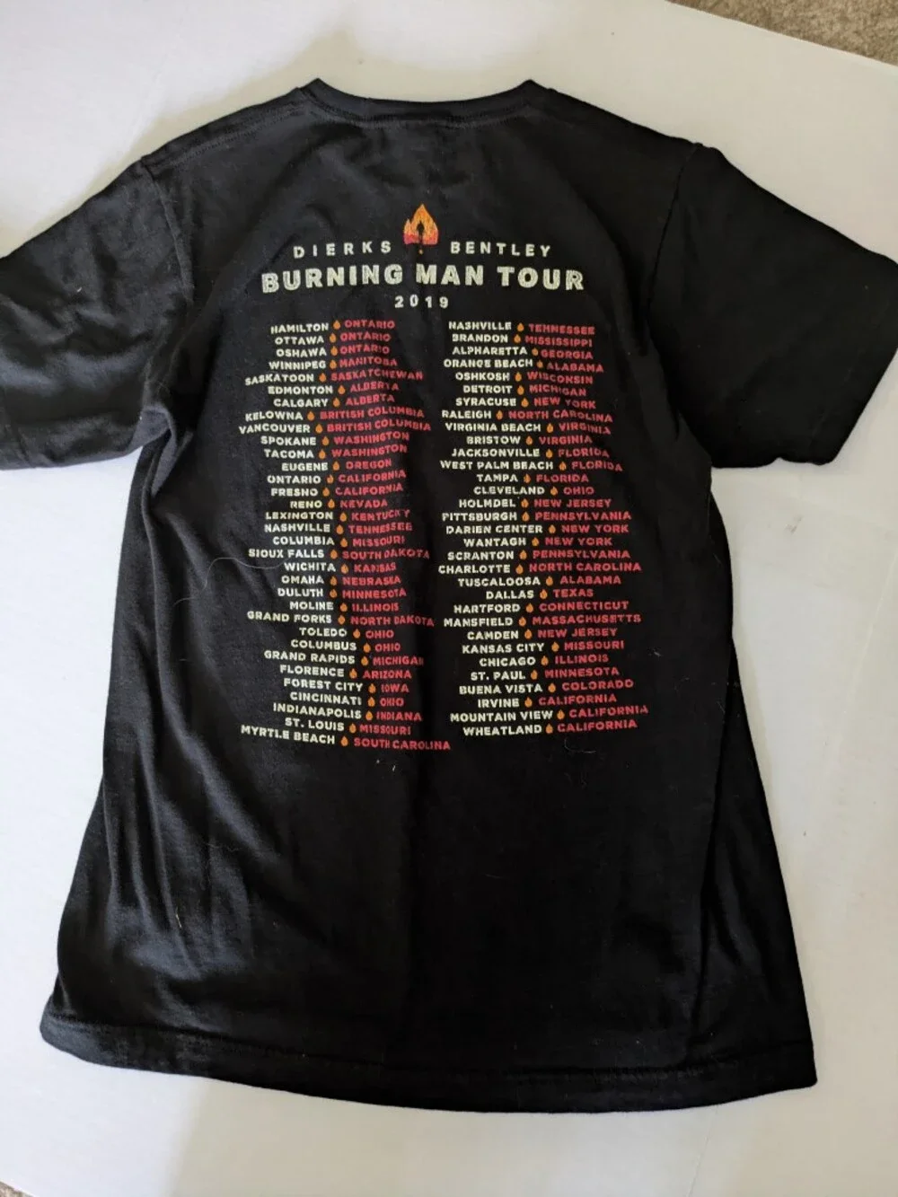 Dierks Bentley Live In Concert Tour 2019 T-Shirt. Burning Man.